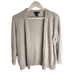 Preswick & Moore Cardigan Sweater Bumpy Beige Crochet Women's Size S